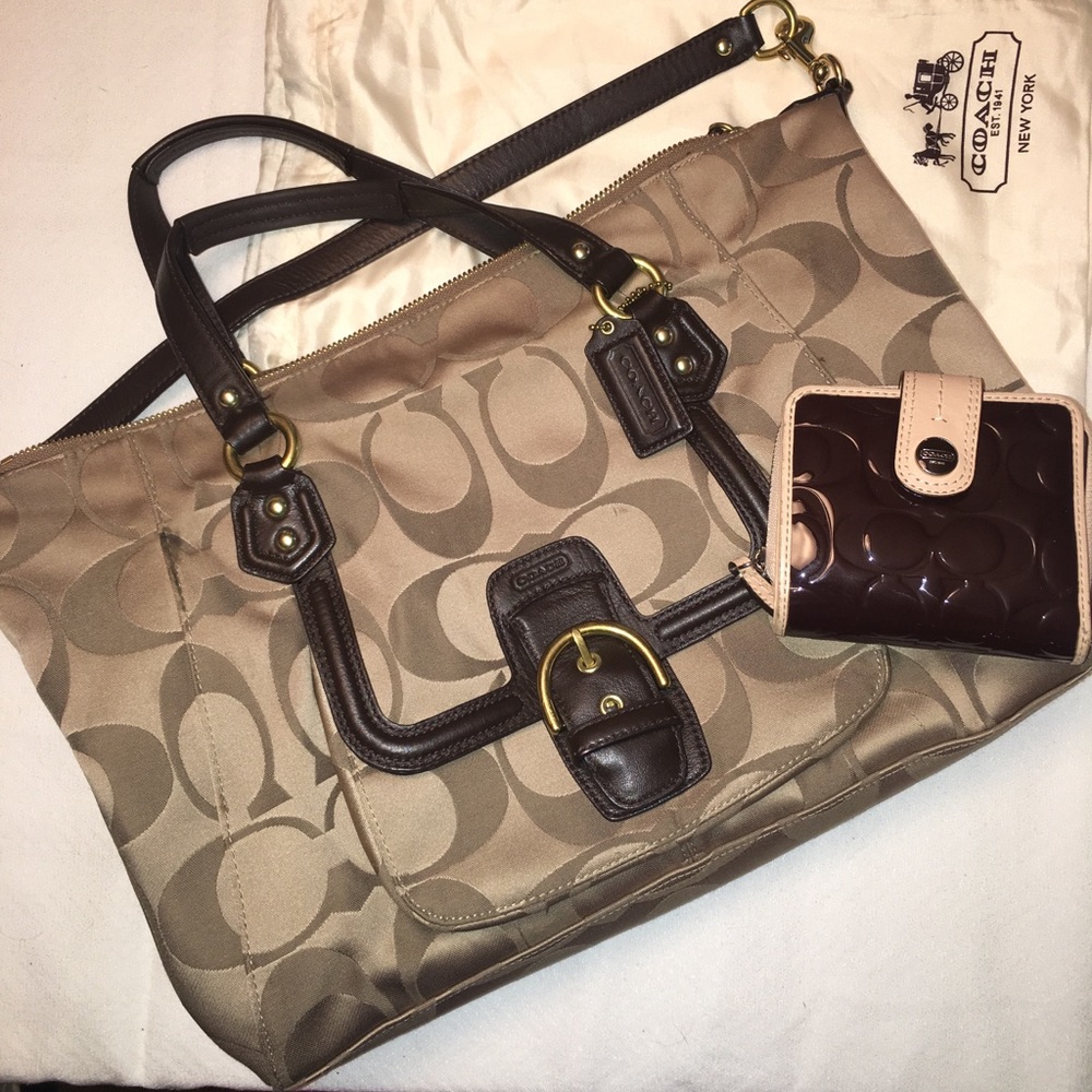 Coach bag and wallet with dust bag.